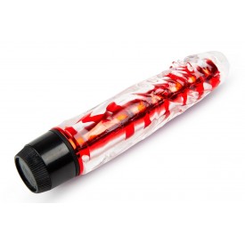 Красный гелевый вибратор - 15 см.